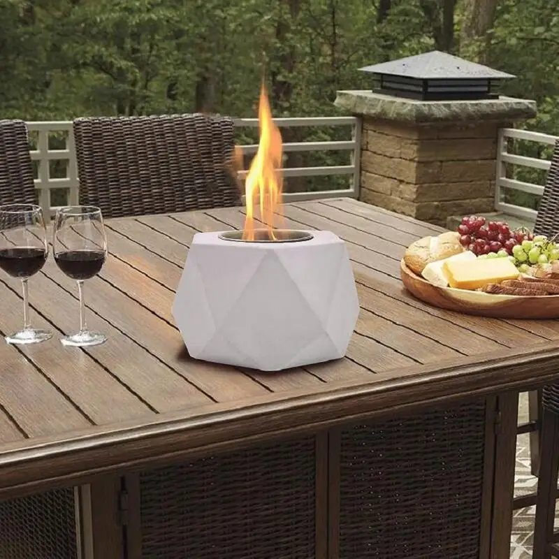 Versatile Mini Personal Indoor/Outdoor Concrete Tabletop Fire Pit Kitchen Fire Bowl for Camping & Hiking Outdoor Fireplace